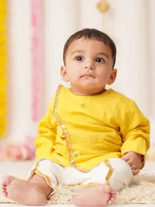 Sangria Boys Woven Design Pure Cotton Kurta With Dhoti Pant Set