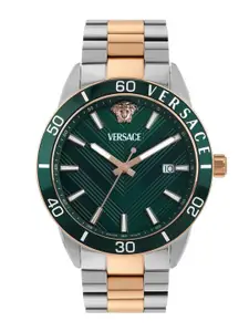Versace Men Brass Dial & Stainless Steel Bracelet Style Straps Analogue Watch VEYCA0624