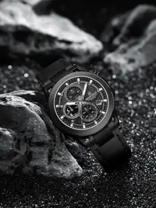 Naviforce Men Patterned Dial & Leather Straps Analogue Chronograph Watch NF8073_B B B
