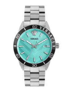 Versace Men Brass Dial & Stainless Steel Bracelet Style Straps Analogue Watch VEYCA0324