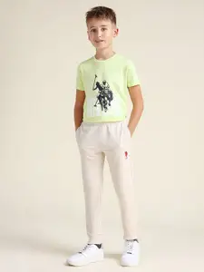 U.S. Polo Assn. Kids Boys Brand Logo Printed Pure Cotton Joggers