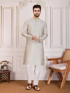 House of Pataudi Woven Design Straight Kurta & Trousers