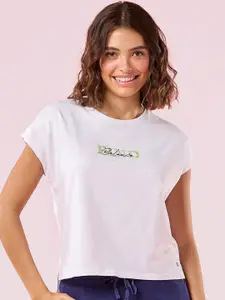 Enamor Graphic Embroidered Dolman Sleeve Crew Neck Lounge T-Shirt