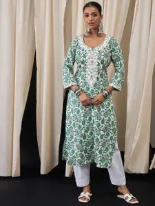 Anouk Women Floral Embroidered Thread Work Kurta