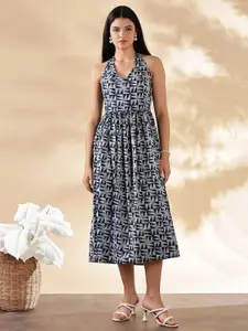 Anouk Print Halter Neck Fit & Flare Maxi Dress