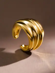 Rubans 18K Gold-Plated Bold Triple-Layered Statement Ear Cuff Earrings