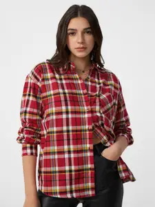The Souled Store Women Tartan Checks Opaque Checked Oversized Casual Shirt