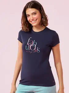 Enamor Graphic Printed Short Sleeve Crew Neck Stretch Lounge T-Shirt