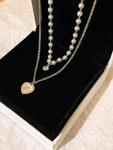 SUBHAGALANKAR Gold-Plated Double Layered Charms Necklace