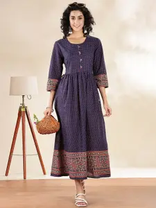 Anouk Polka Dot Print Fit & Flare Maxi Dress