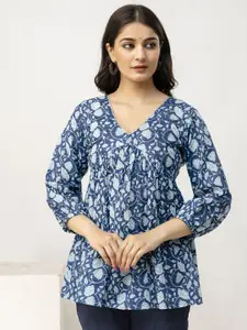 all about you Print Cotton Styled Back Top