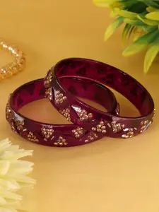 LAVAZZA Set Of 2 Cubic Zirconia Studded Glass Bangles