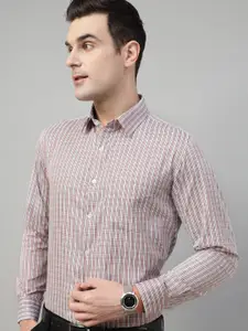 Hancock Men Slim Fit Windowpane Checked Wrinkle Ressstant Formal Shirt