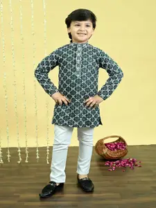 BT DEZINES Boys Embroidered Regular Thread Work Kurta with Pyjamas