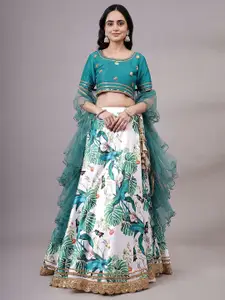 Utsav Fashion Embroidered Mirror Work Shibori Ready to Wear Lehenga & Choli With Dupatta