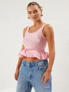 Trendyol Cotton Peplum Crop Top