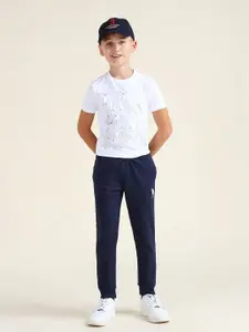 U.S. Polo Assn. Kids Boys Brand Logo Printed Pure Cotton Joggers
