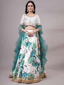 Utsav Fashion Embroidered Mirror Work Shibori Ready to Wear Lehenga & Choli With Dupatta