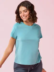 Enamor Relaxed-Fit Round Rib Neck Band Cut & Sew Lounge T-Shirt