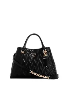 GUESS Textured PU Structured Satchel with Quilted