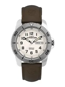 Timex Men Brass Dial & Leather Straps Analogue Watch T46681