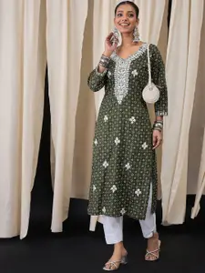 Anouk Women Polka Dot Embroidered Thread Work Kurta