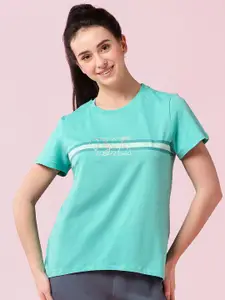 Enamor Striped Crew Neck Stretch High-Low Lounge T-Shirt