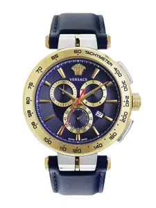Versace Men Dial & Leather Straps Analogue Chronograph Watch VE6CA0223