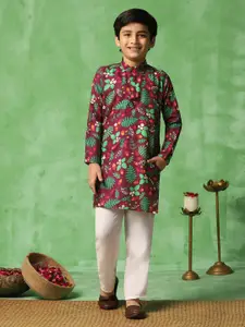 BAESD Boys Floral Printed Regular Kurta with Trousers