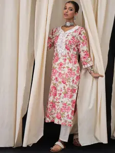 Anouk Women Floral Embroidered Thread Work Kurta