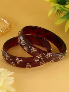 LAVAZZA Set Of 2 Crystals -Studded Glass Bangles