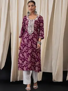 Anouk Women Floral Embroidered Thread Work Kurta