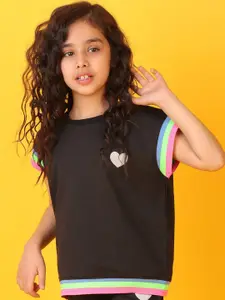 Anthrilo Girls Printed Extended Sleeves T-shirt