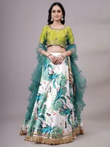 Utsav Fashion Embroidered Mirror Work Shibori Ready to Wear Lehenga & Choli With Dupatta