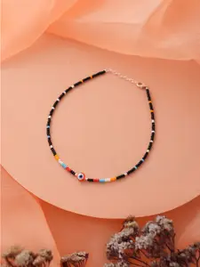 SARAF SILVERETZ 925 Sterling Silver-Plated Artificial Beaded Anklet