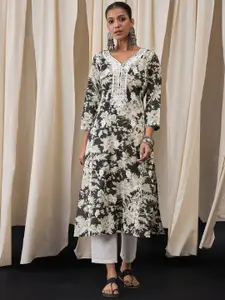 Anouk Women Floral Embroidered Thread Work Kurta