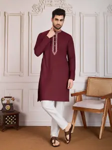 House of Pataudi Mandarin Collar Straight Kurta & Trouser Set
