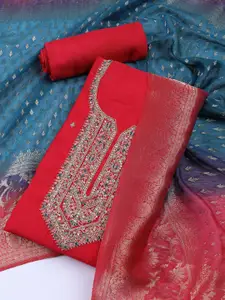 Meena Bazaar Embroidered Art Silk Unstitched Dress Material