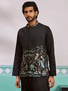 VASTRAMAY Slim Fit Embroidered Mandarin Collar Nehru Jacket