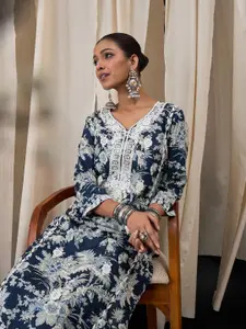 Anouk Women Floral Embroidered Thread Work Kurta