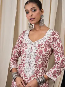 Anouk Women Floral Embroidered Thread Work Kurta