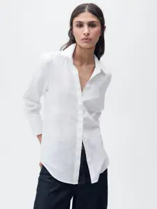 MANGO Women Pure Linen Casual Shirt