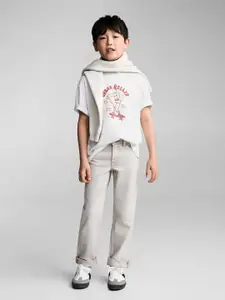 Mango Kids Boys Typography Printed Oversized T-shirt