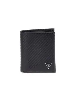 GUESS Men Geometric Textured Leather Two Fold Wallet