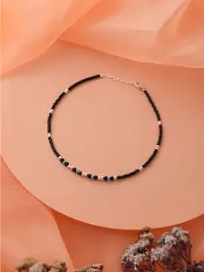 SARAF SILVERETZ 925 Sterling Silver-Plated Artificial Beaded Anklet