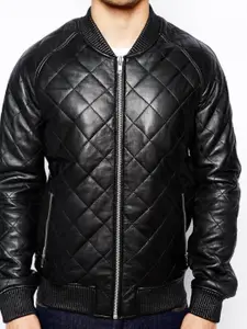 NOORA Men Leather Bomber Jacket