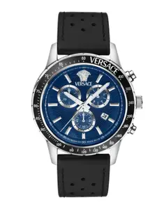 Versace Men Brass Dial & Leather Straps Analogue Watch VEZCA0124