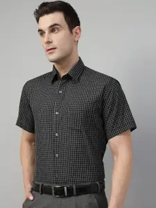Hancock Men Slim Fit Grid Tattersall Checks Opaque Checked Formal Shirt