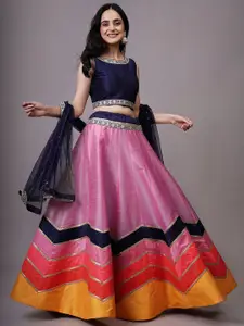 Utsav Fashion Embroidered Sequinned Shibori Ready to Wear Lehenga & Choli With Dupatta