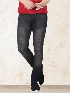 LINARIA Men Classic Tapered Fit Mildly Distressed Light Fade Jeans